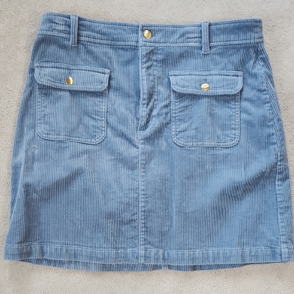 Loft Blue Corduroy Pocket Mini Skirt - 10